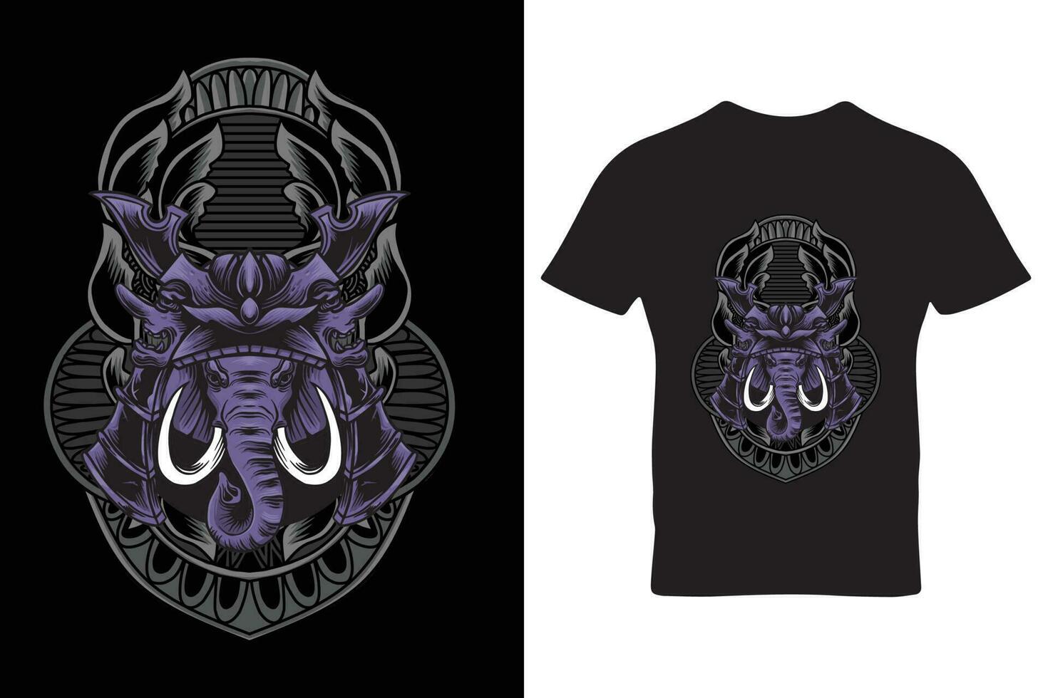 elephant head with japanese style vector