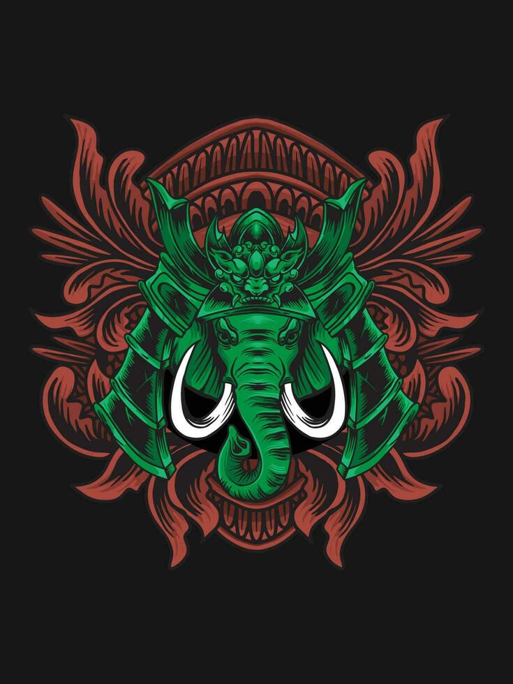 elephant head with japanese style vector