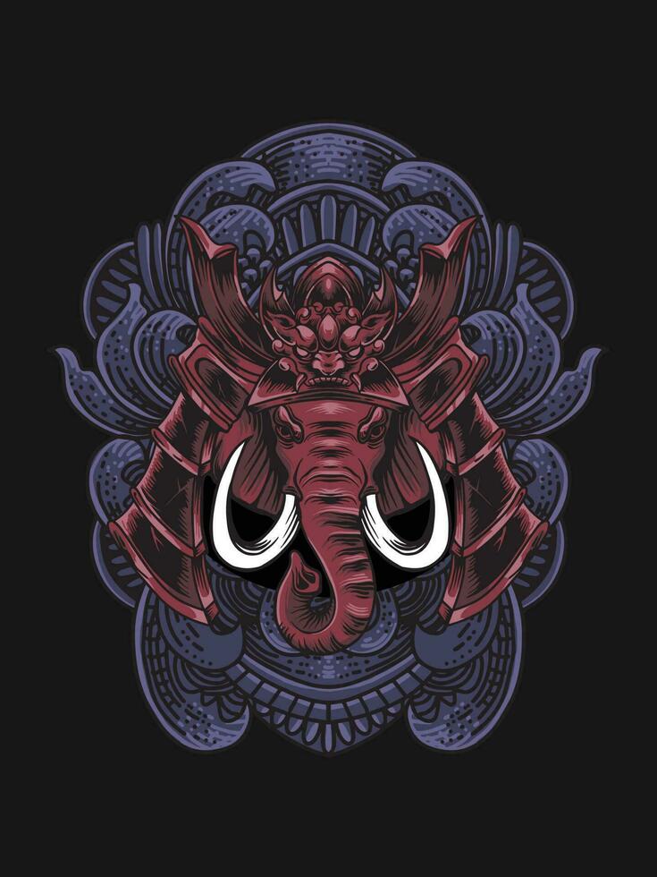 elephant head with japanese style vector