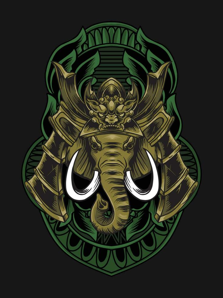 elephant head with japanese style vector