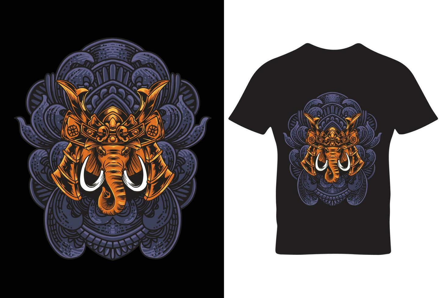 elephant head with japanese style vector