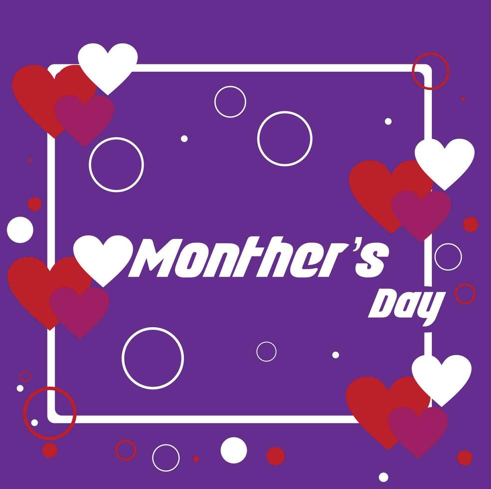 Background purple monther' day heart's red and white.For design simple background abstract,etc. vector