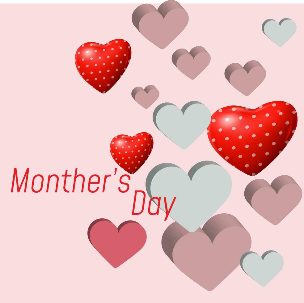 3d heart's pink and red monther's day background.For cover book background,etc. vector