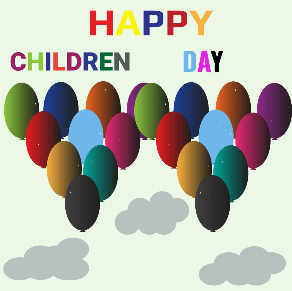 Happy children day with balloons and clound background.For design theme happy children day. vector