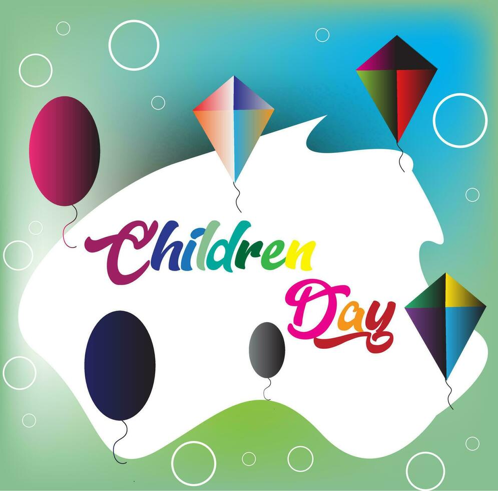 Happy children's day card with flying kites background.For design banner abstract background. vector