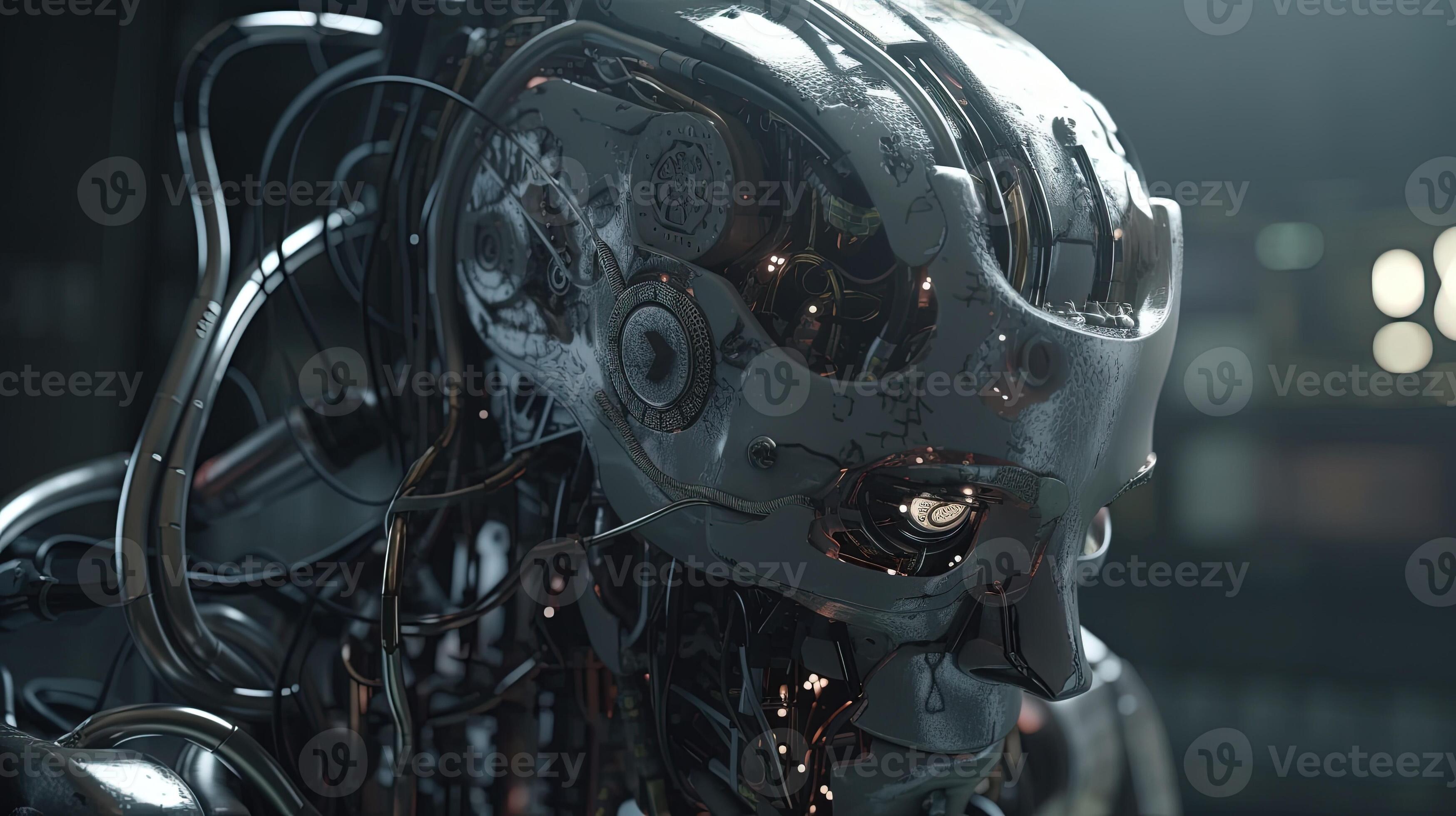 robot brain processes information, digital art illustration, Generative