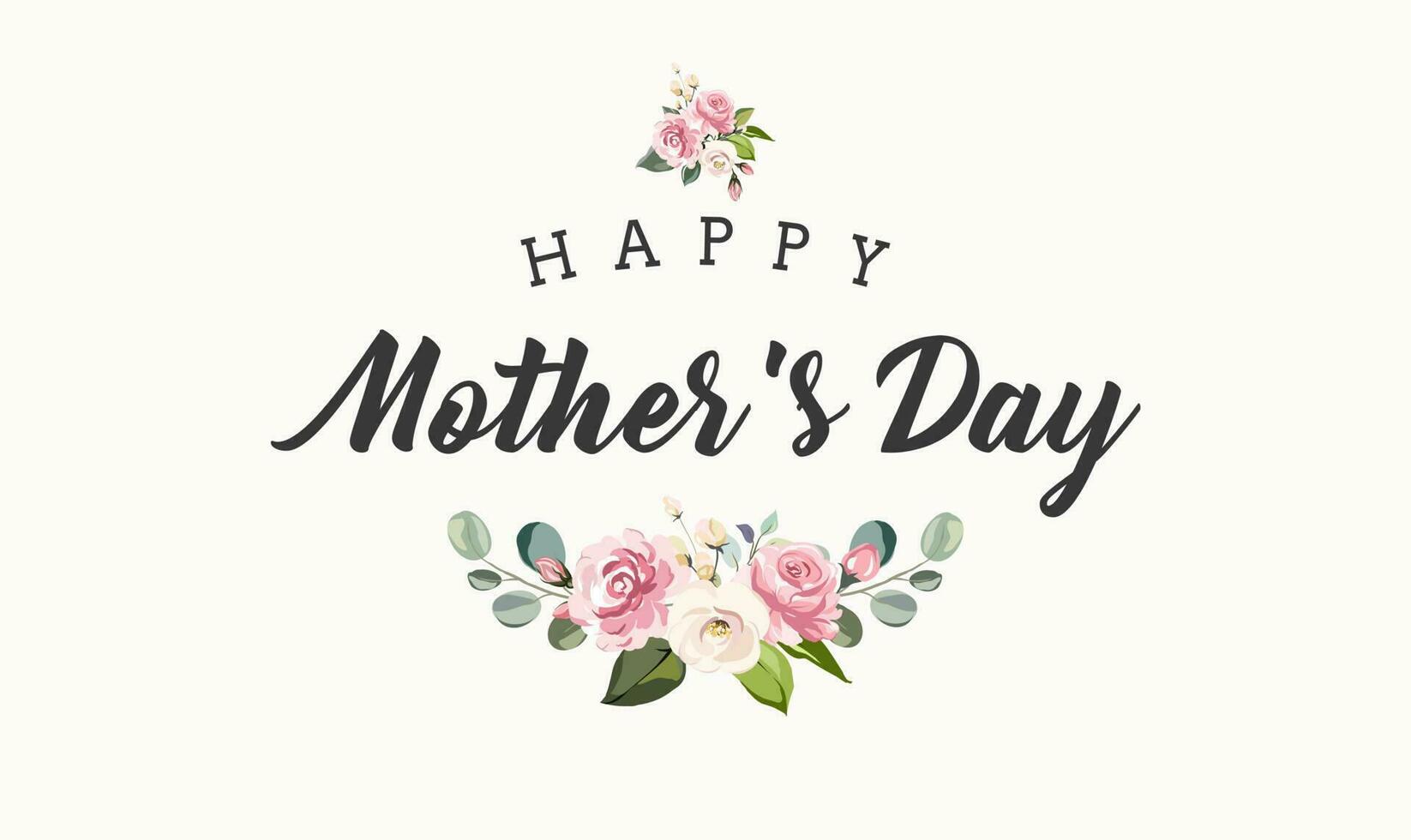 Mother's Day Background with colorful elements and flowers, lettering. Vector symbols of love in the shape of hearts for greeting card design, floral, pastel color.