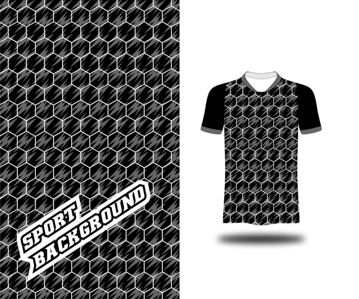 black white pattern hexagonal sport jersey vector