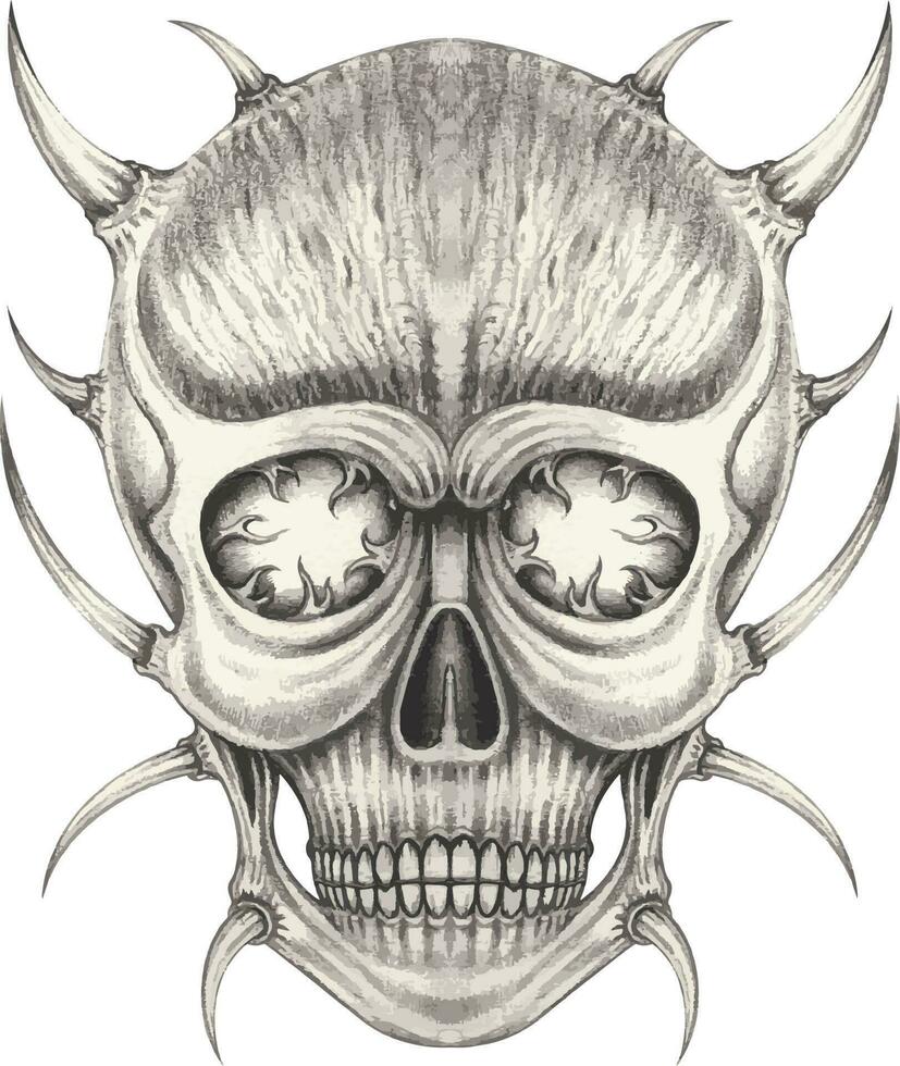 surrealista diablo cráneo. mano dibujo y hacer gráfico vector. vector
