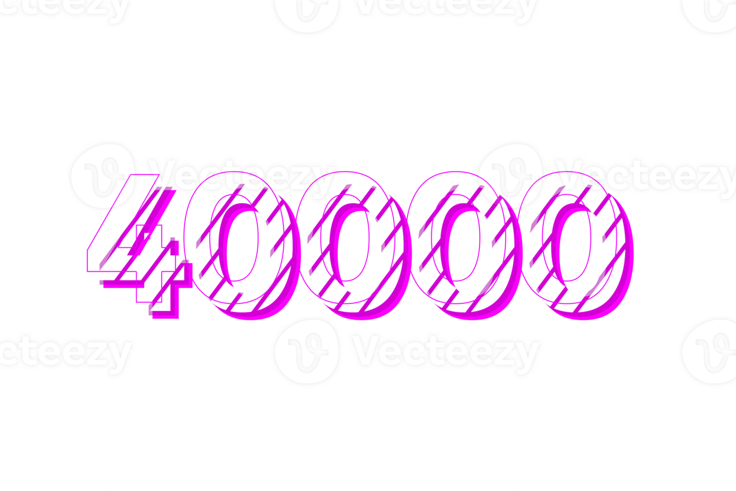 40000 subscribers celebration greeting Number with stripe design png