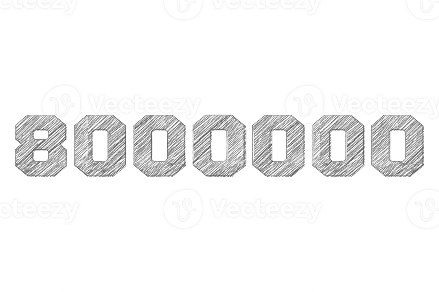 8000000 subscribers celebration greeting Number pencil sketch with design png
