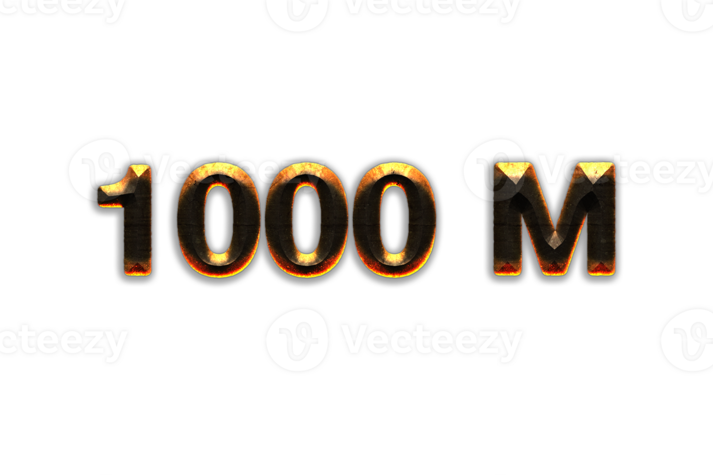 1000 million subscribers celebration greeting Number with hot iron design png