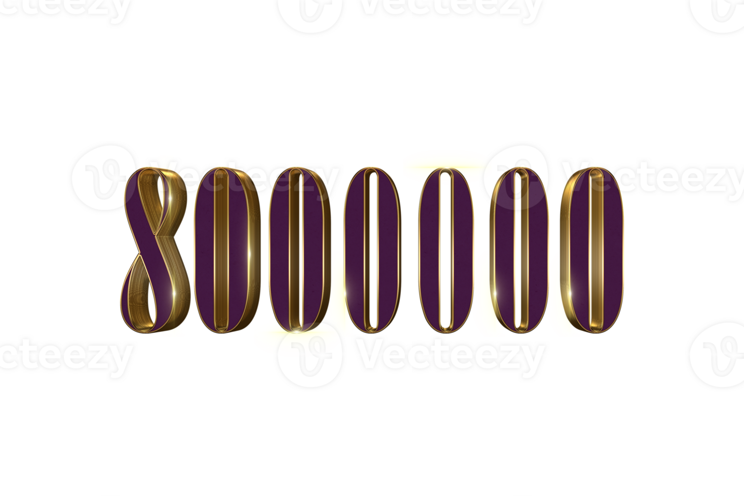 8000000 subscribers celebration greeting Number with luxury design png
