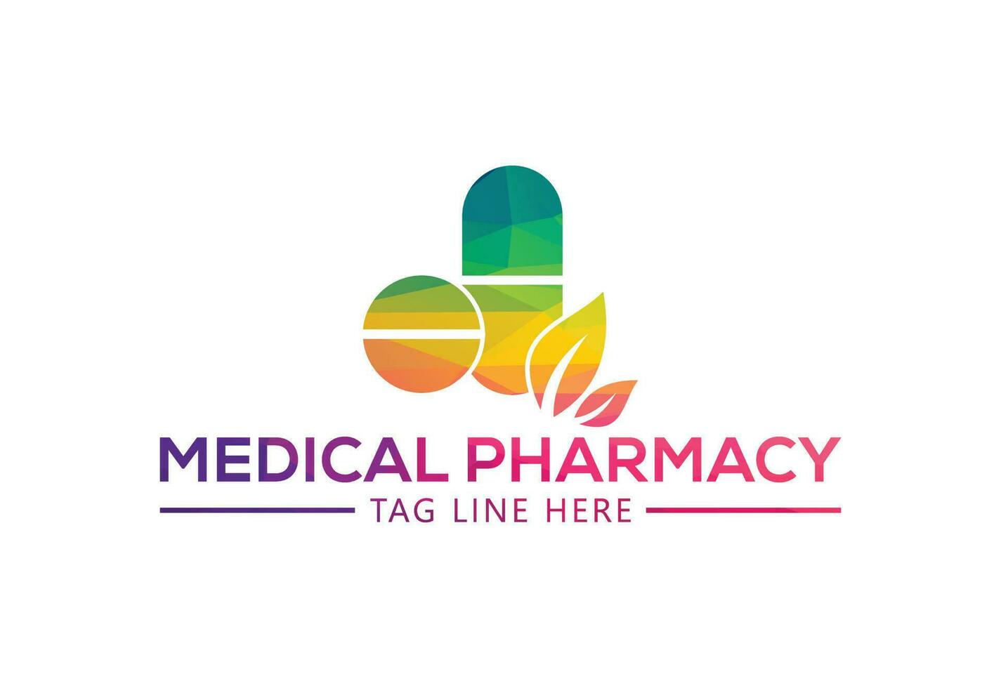 Low Poly and Creative Medical pharmacy logo design, Vector design concept