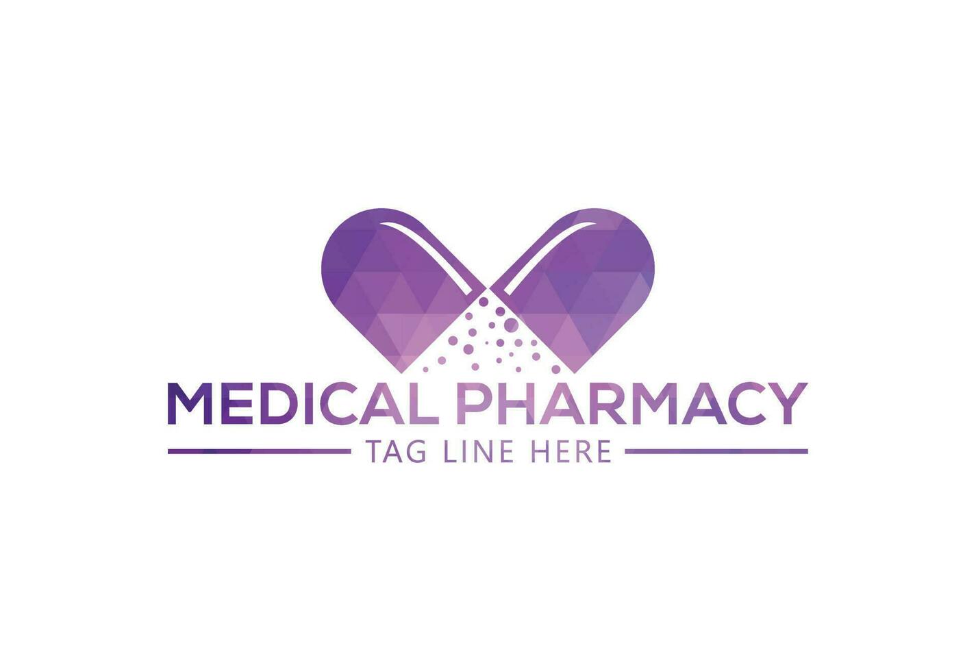 Low Poly and Creative Medical pharmacy logo design, Vector design concept