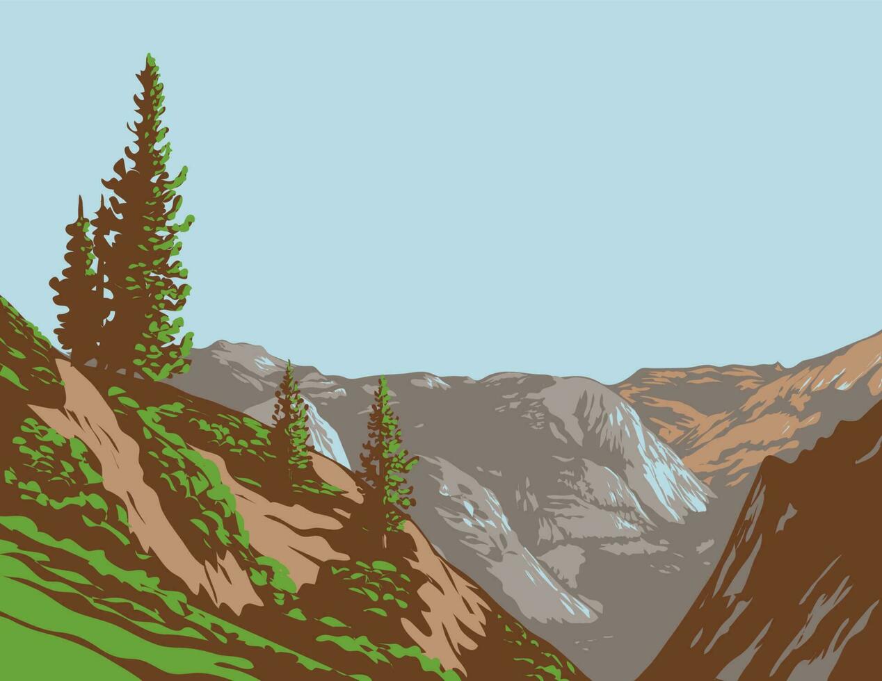 Tenaya cañón desde glaciar punto en yosemite nacional parque California wpa Arte deco póster vector