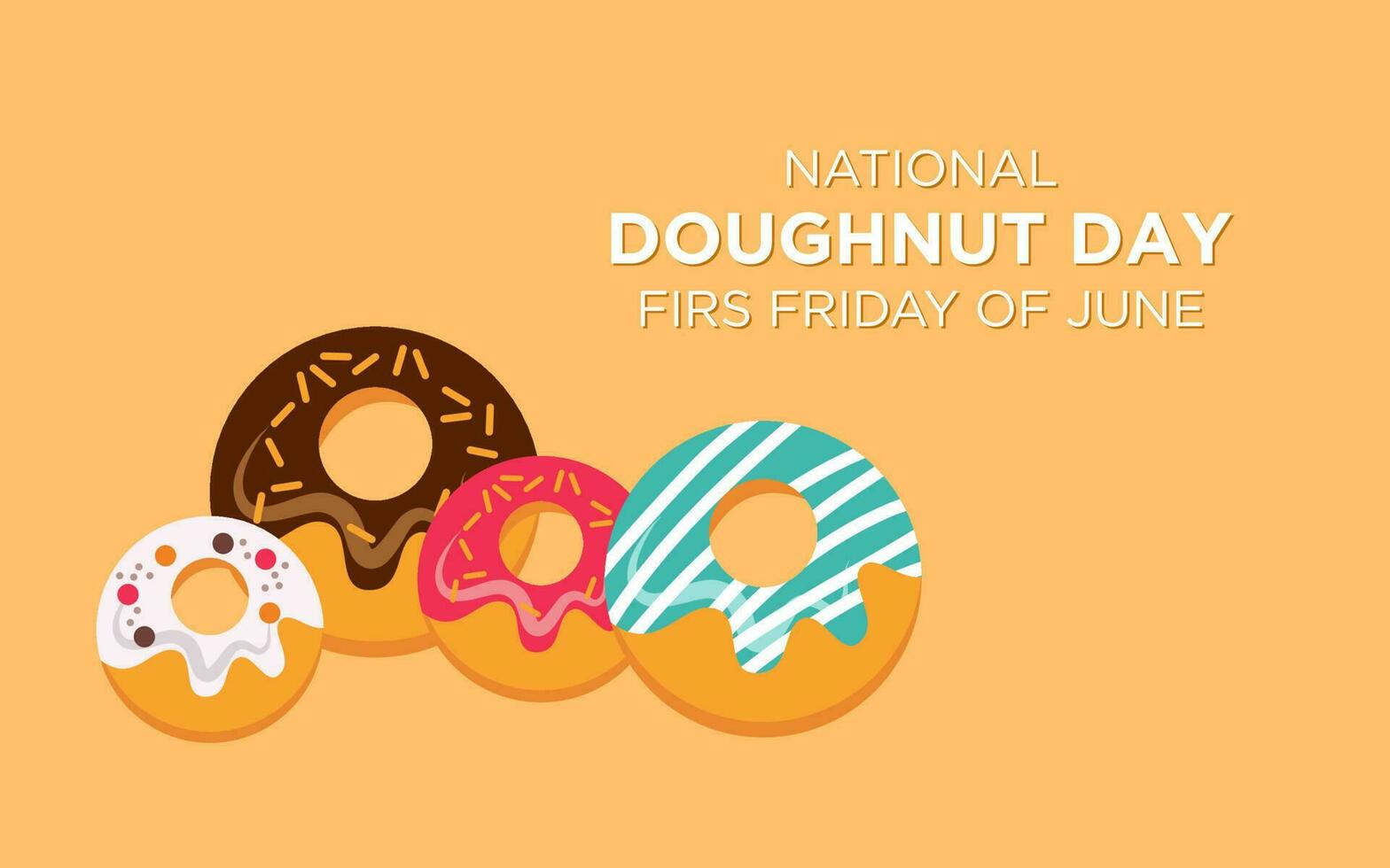 National Doughnut Day vector. Donut with pink and chocolate icing icon vector. American delicacy food vector. First Friday of June. Important day vector