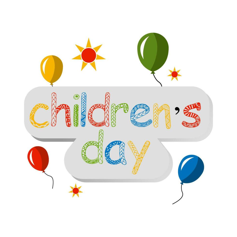International Children's Day - June 1. The image of funny children of different nationalities on the globe vector