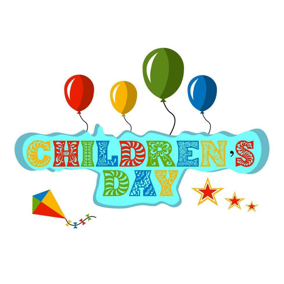 International Children's Day - June 1. The image of funny children of different nationalities on the globe vector