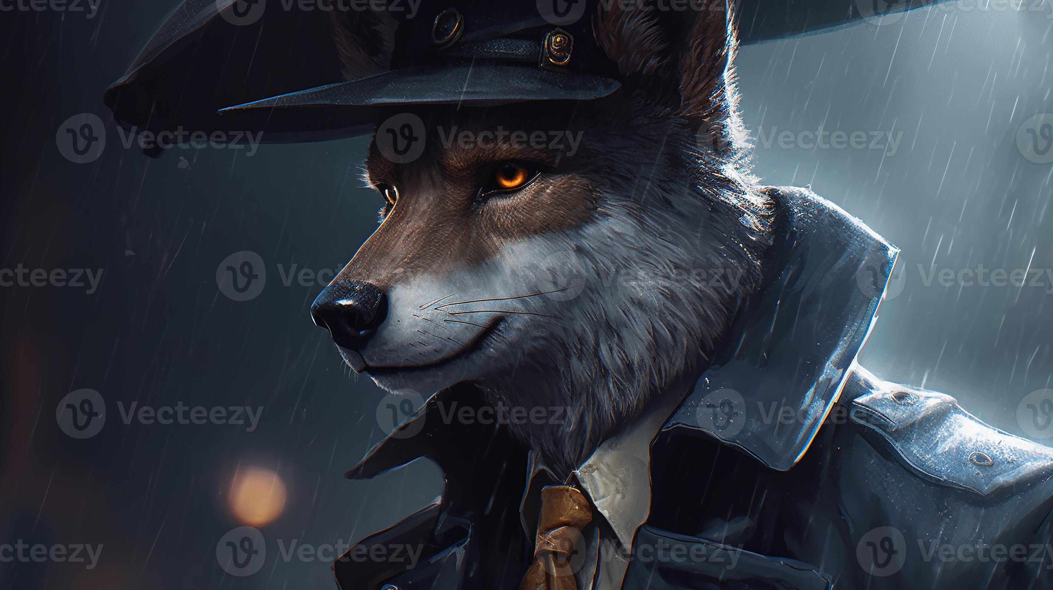 detective wolf, digital art illustration, 23432262 Stock Photo at Vecteezy