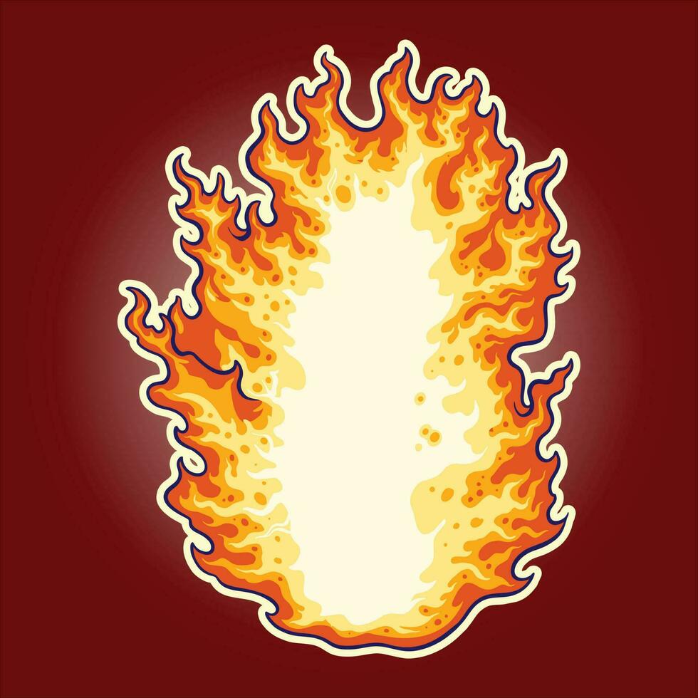 Blazing fire with luminous fire tongue logo illustrations vector