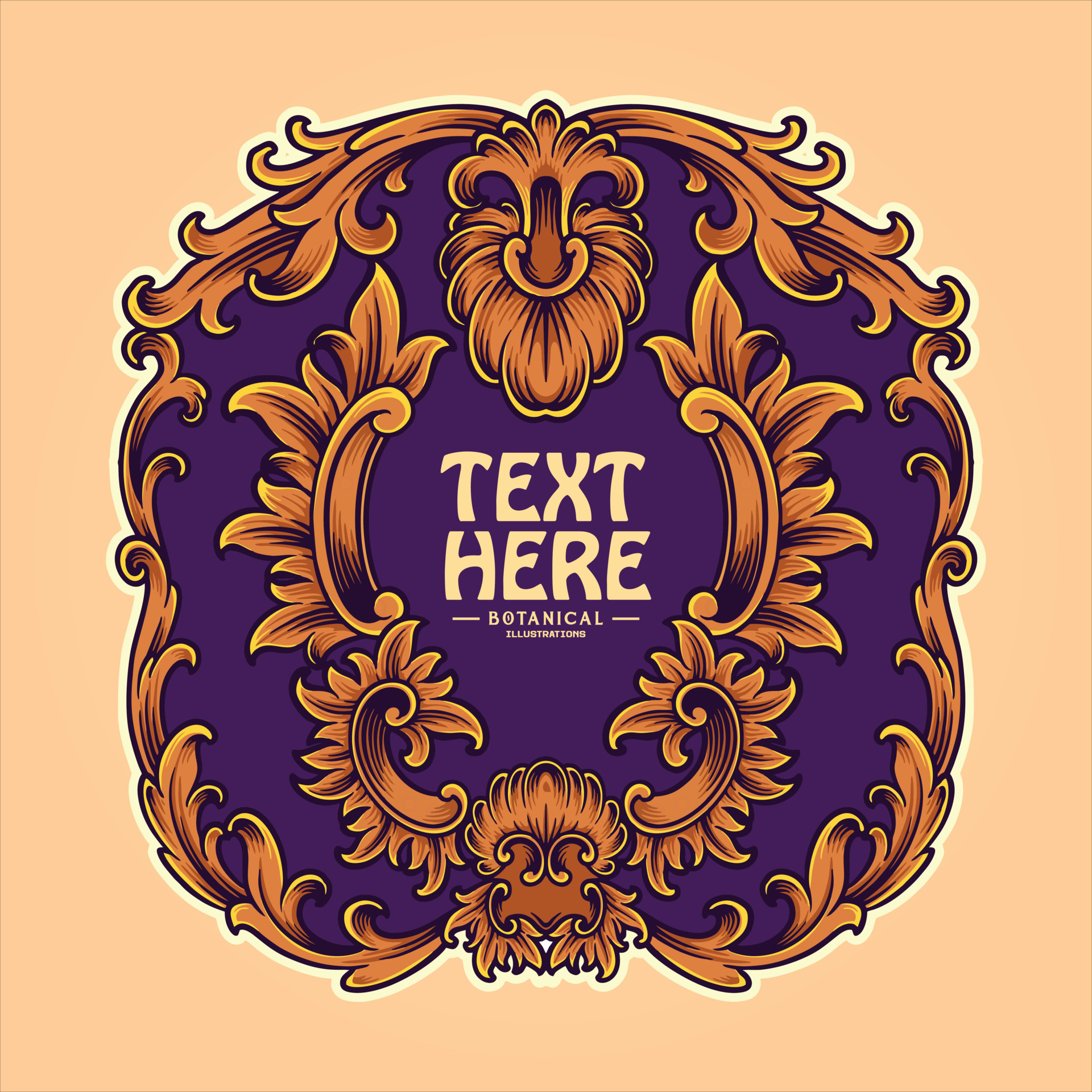 Classic engraved ornament frame with old floral ornament illustrations