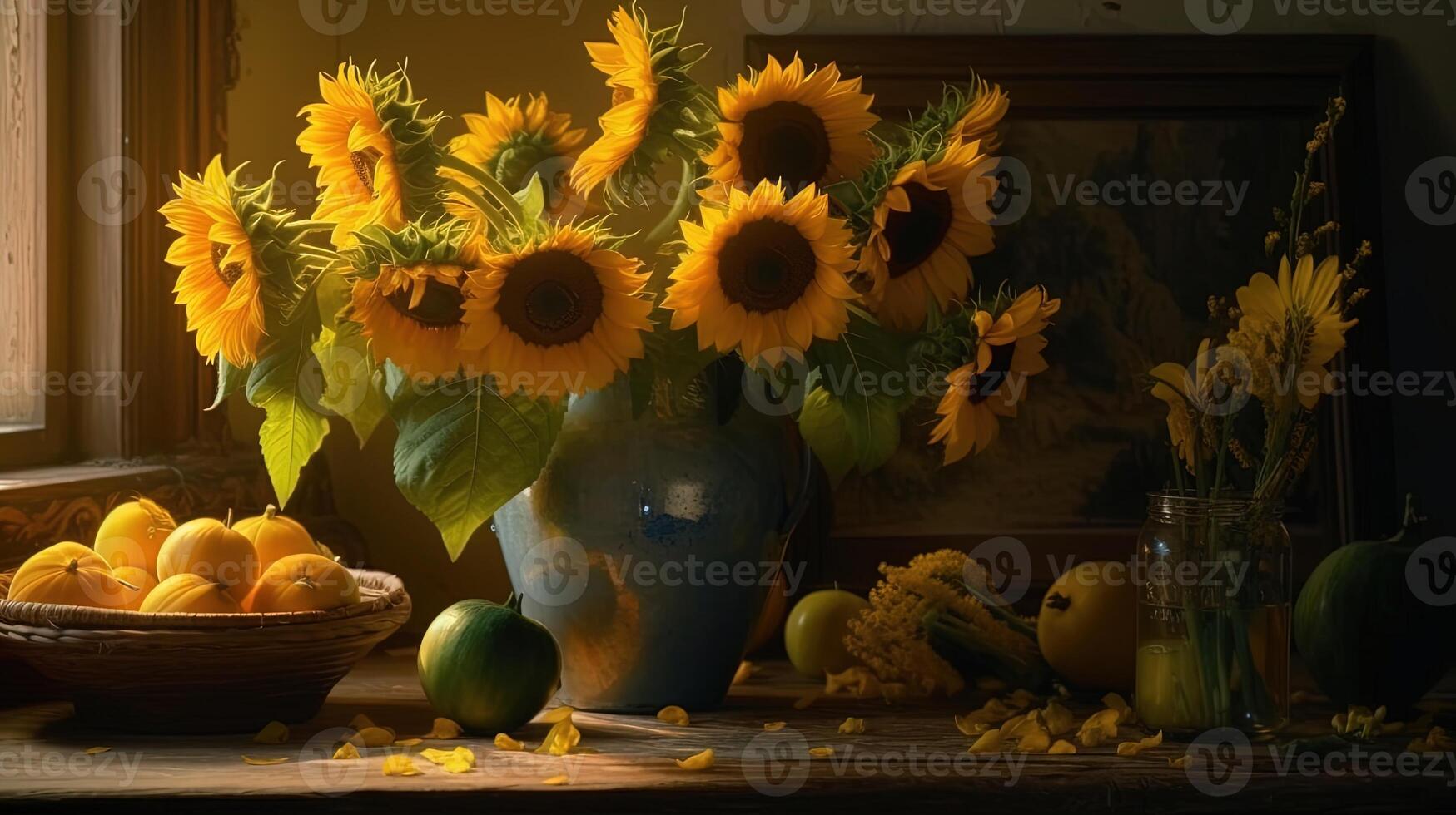 sunflower, digital art illustration, photo