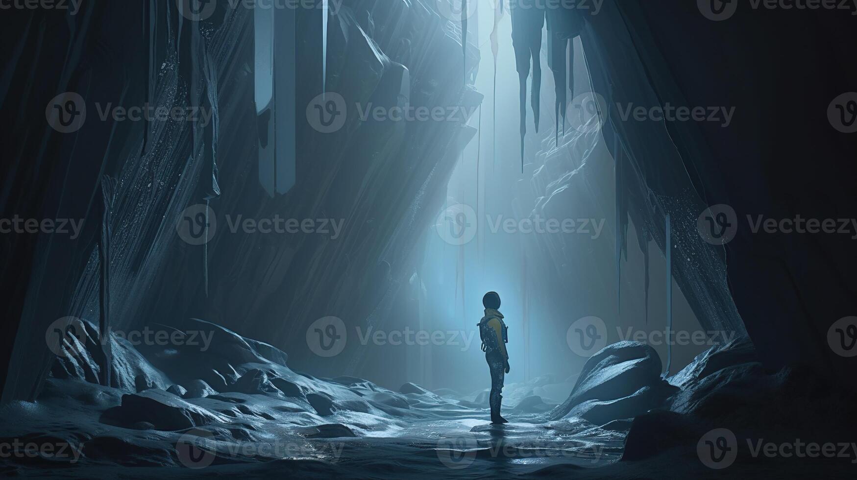 explorer finds diamonds, digital art illustration, photo