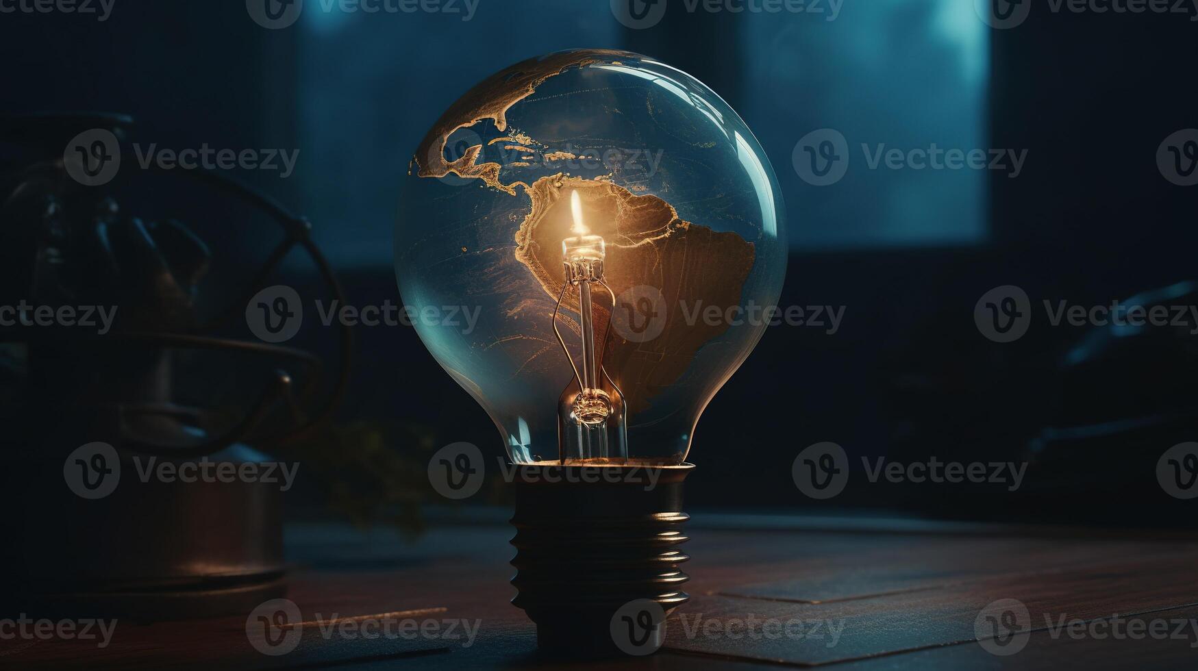 lightbulb earth globe, digital art illustration, photo