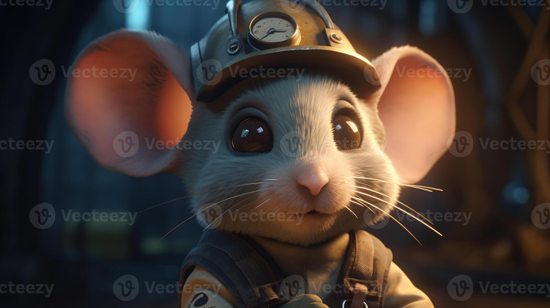 mouse miner, digital art illustration, photo