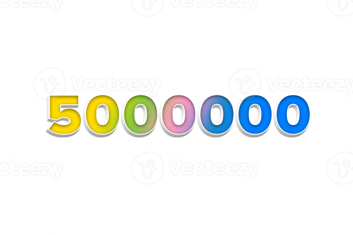 5000000 subscribers celebration greeting Number with 3d extrude design png