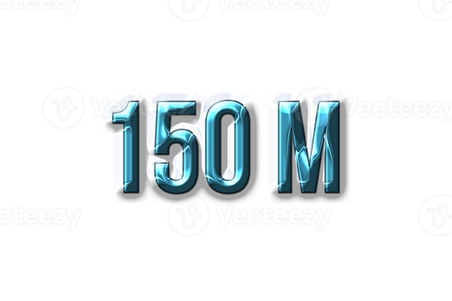 150 million subscribers celebration greeting Number with plastic design png