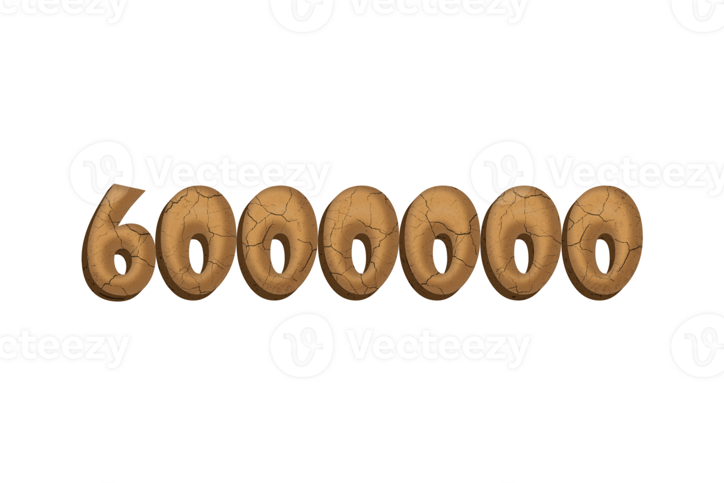 6000000 subscribers celebration greeting Number with clay design png