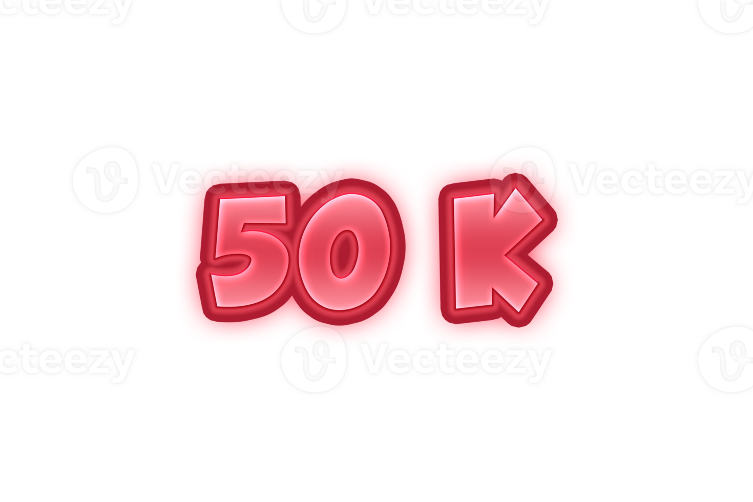 50 k subscribers celebration greeting Number with red embossed design png