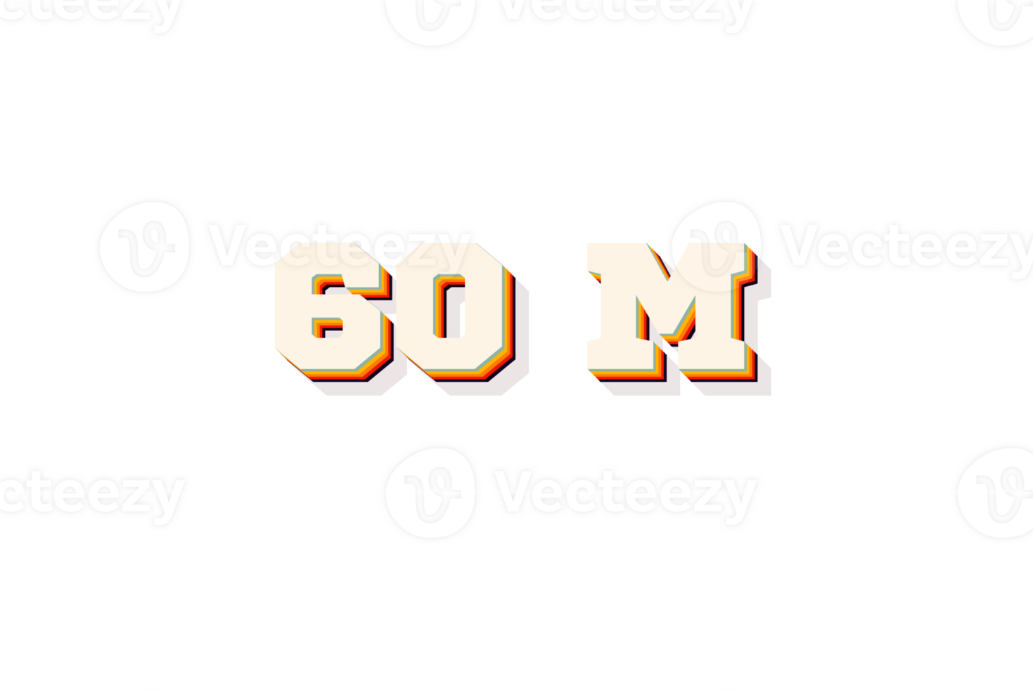 60 million subscribers celebration greeting Number with retro 2 design png