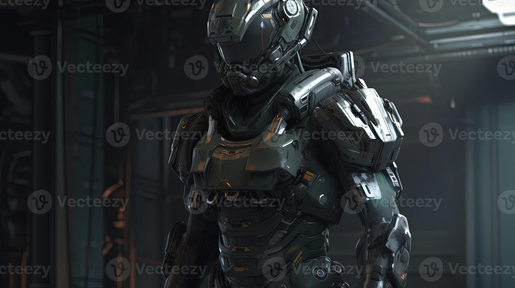 powerful military robotic, digital art illustration, photo