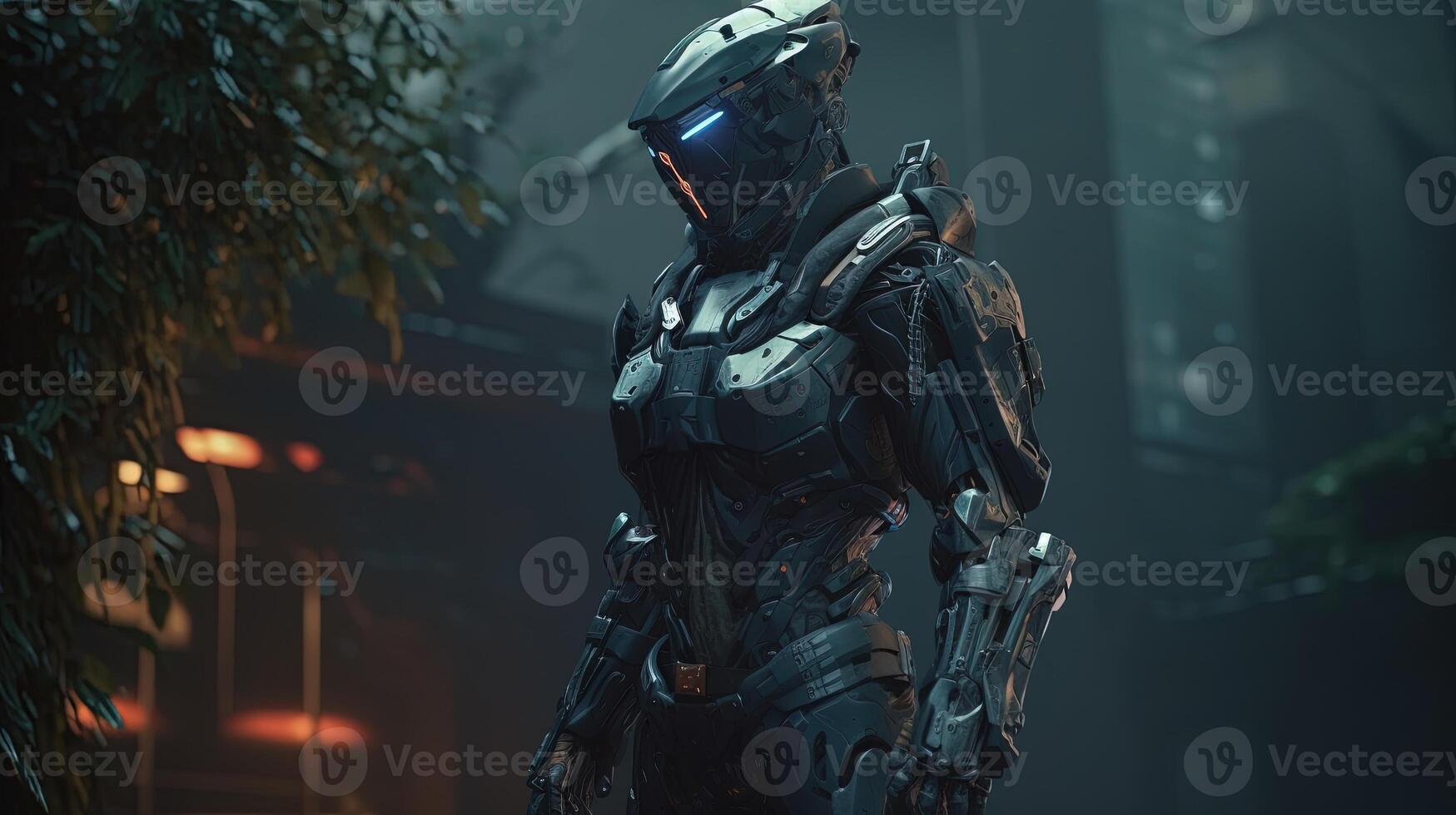 powerful military robotic, digital art illustration, photo
