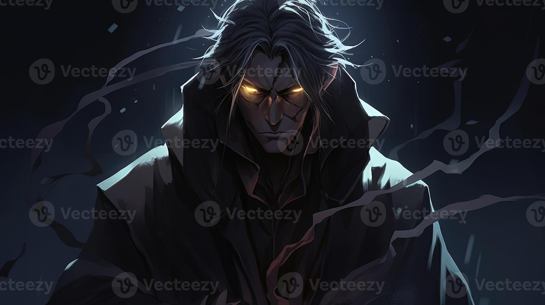 man lurks in the shadows, digital art illustration, photo