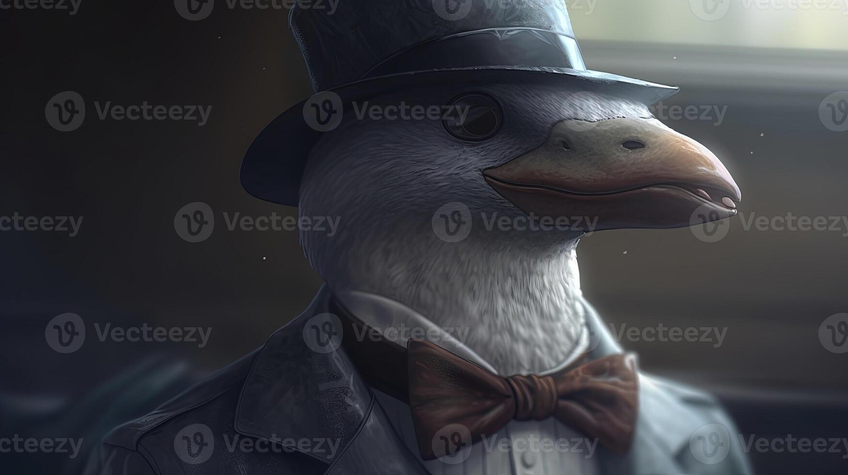 gray platypus spy, digital art illustration, photo