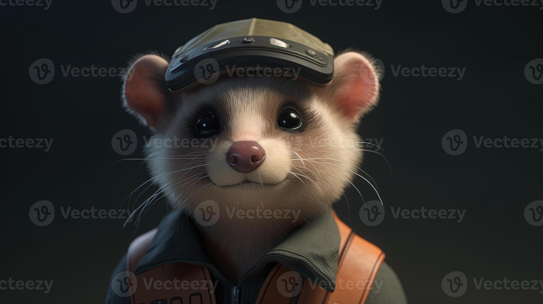 intuitive ferret engineer, digital art illustration, photo