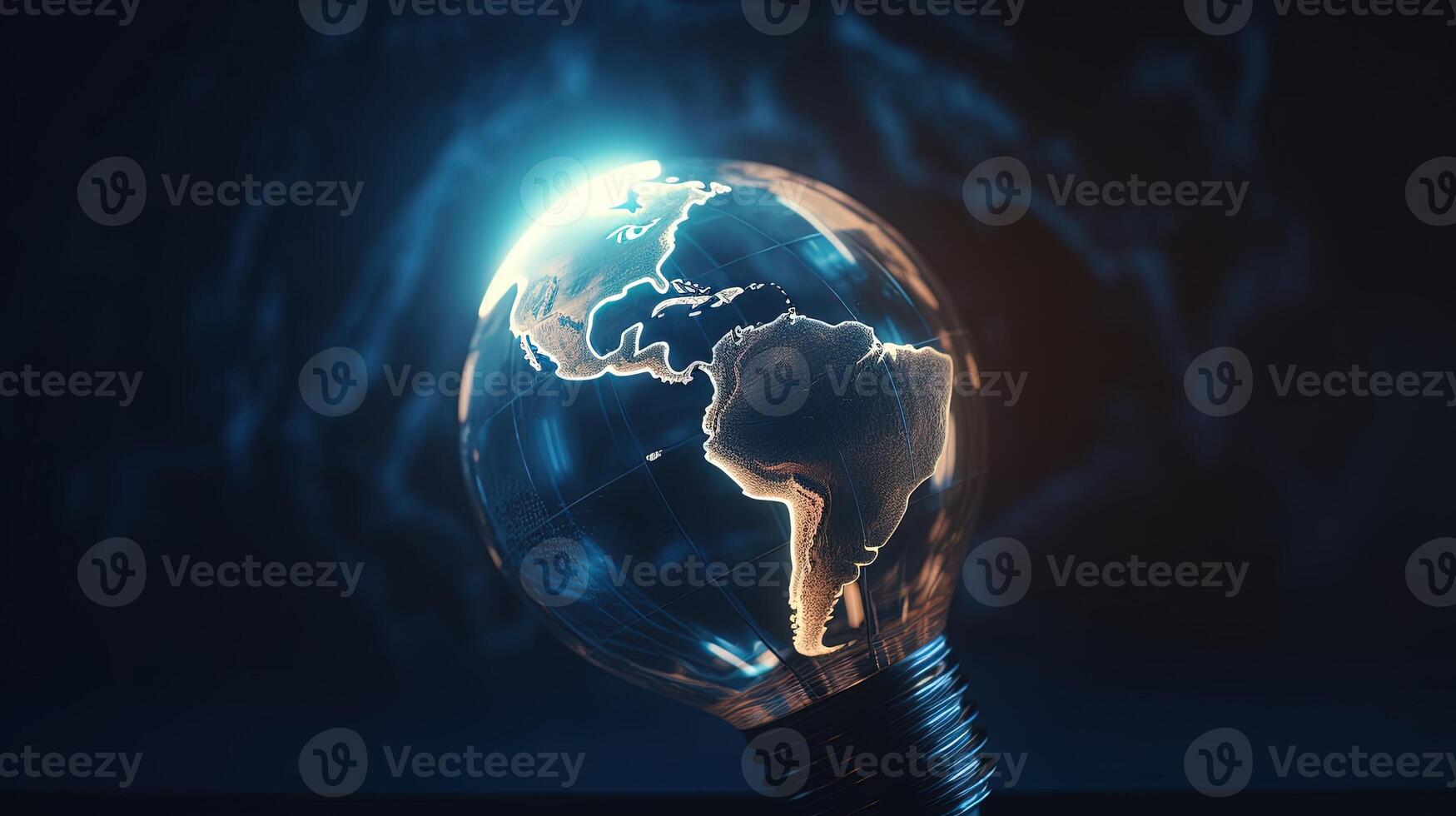 lightbulb earth globe, digital art illustration, photo