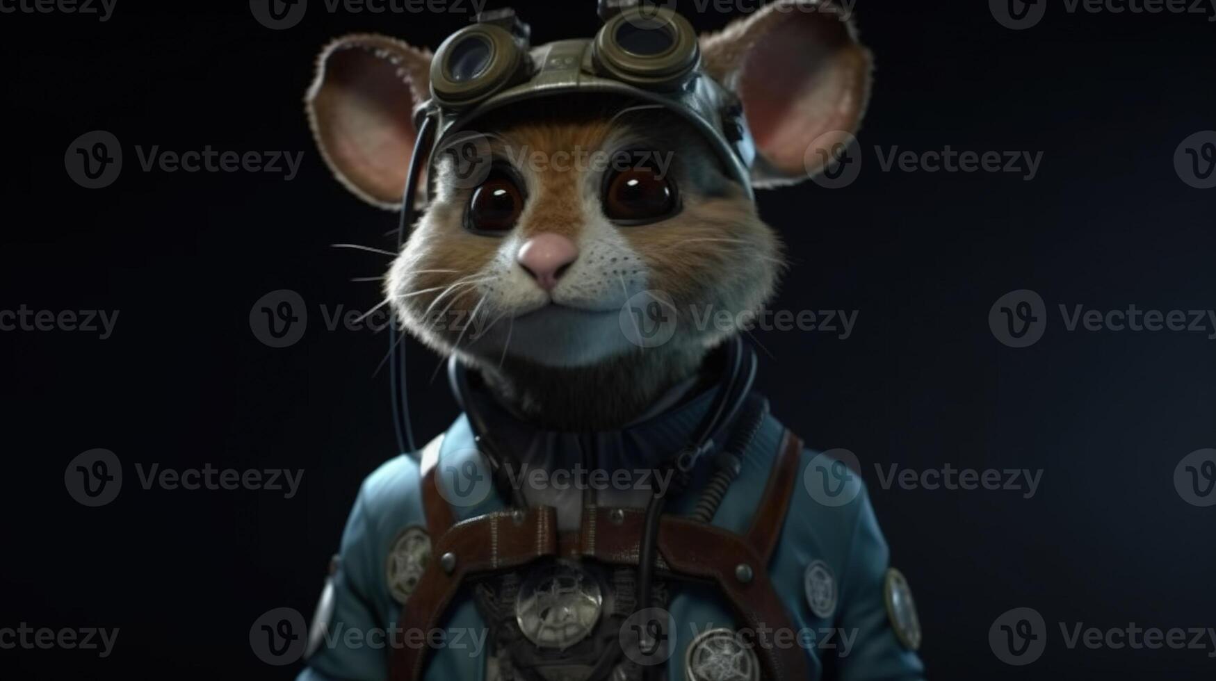 intelligent cooperative pilot mouse, digital art illustration, photo
