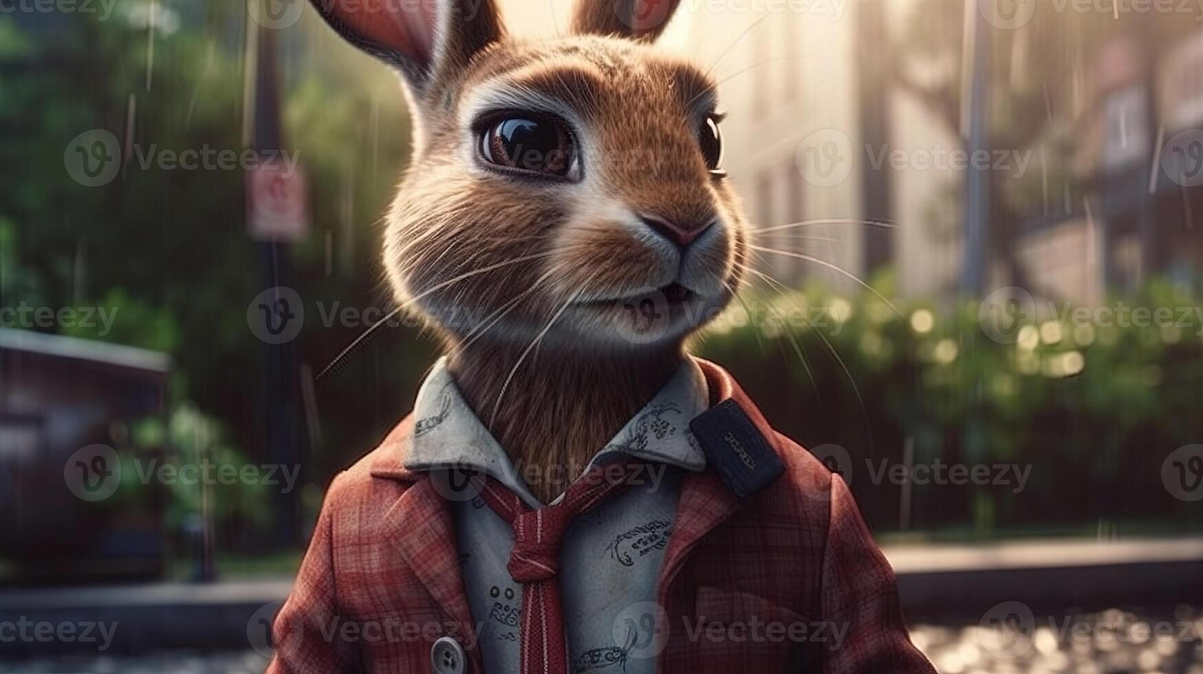 anthropomorphic stylish rabbit, digital art illustration, photo