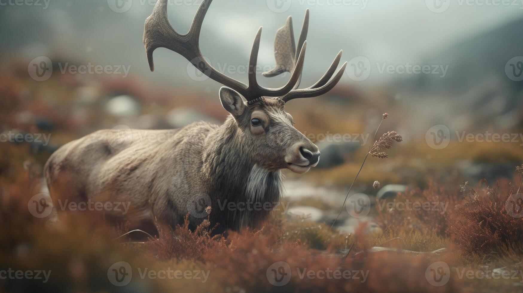 wild reindeer, digital art illustration, photo