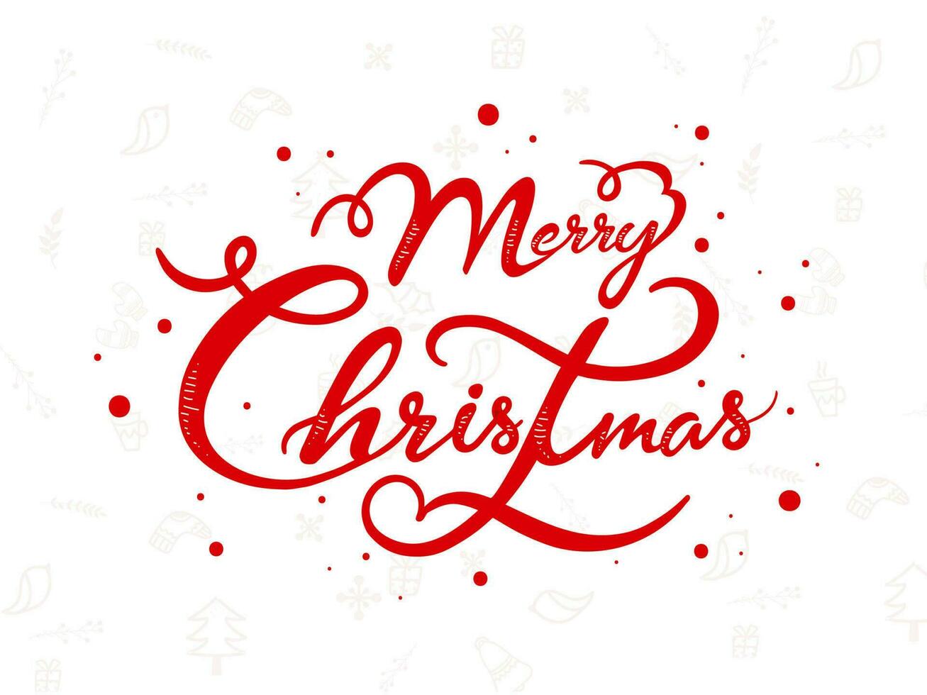 Red Font of Merry Christmas on White Xmas Festival Elements Background. Can be used as greeting card or poster design. vector