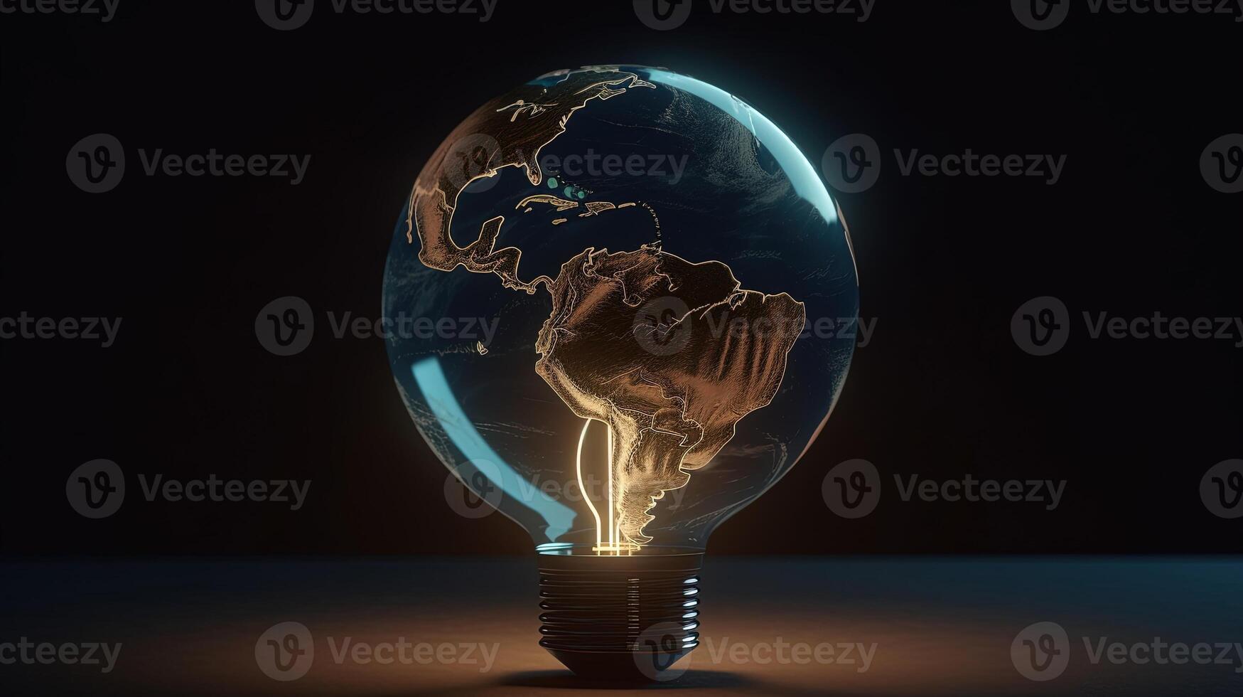 lightbulb earth globe, digital art illustration, photo