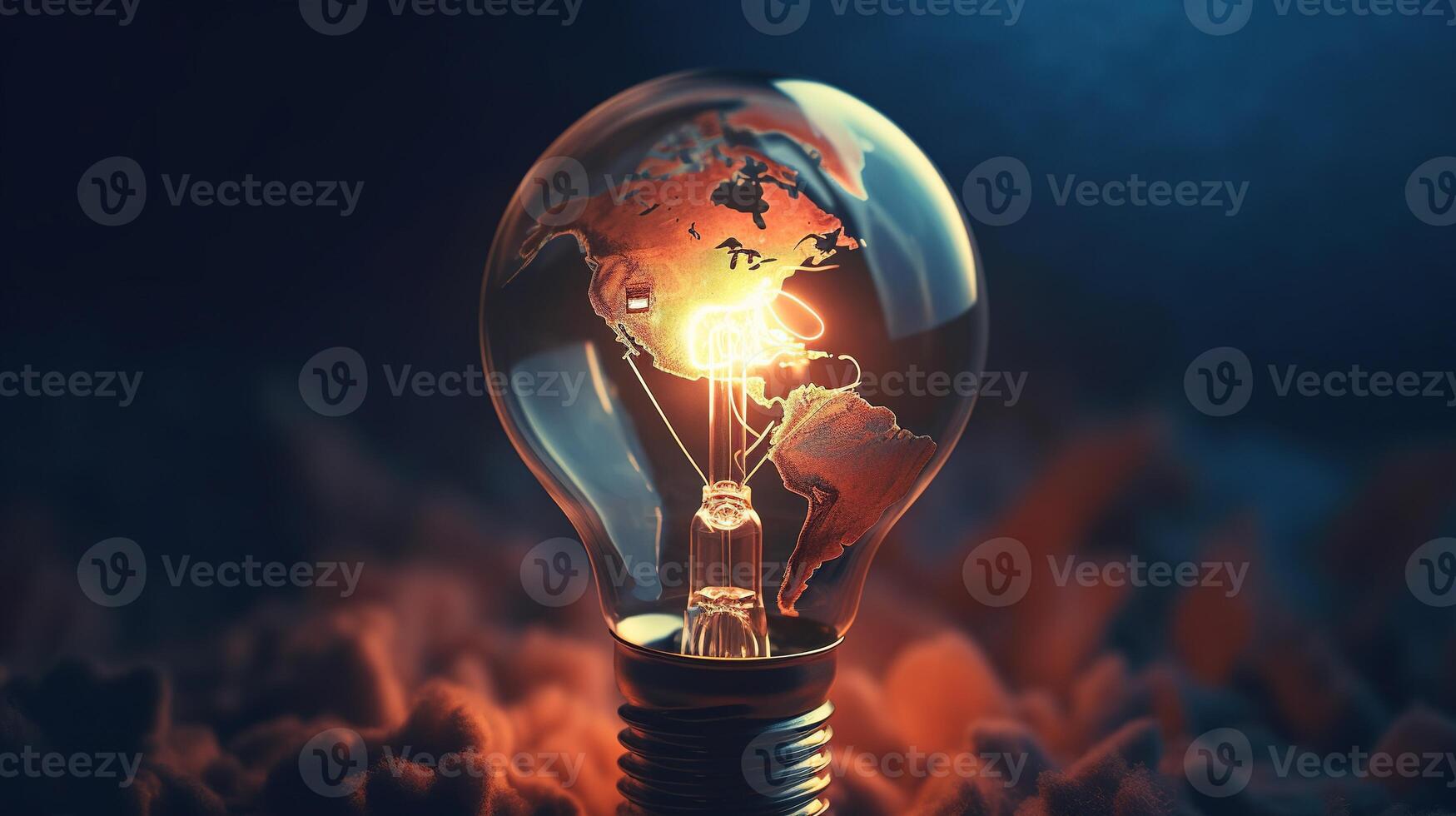 lightbulb earth globe, digital art illustration, photo