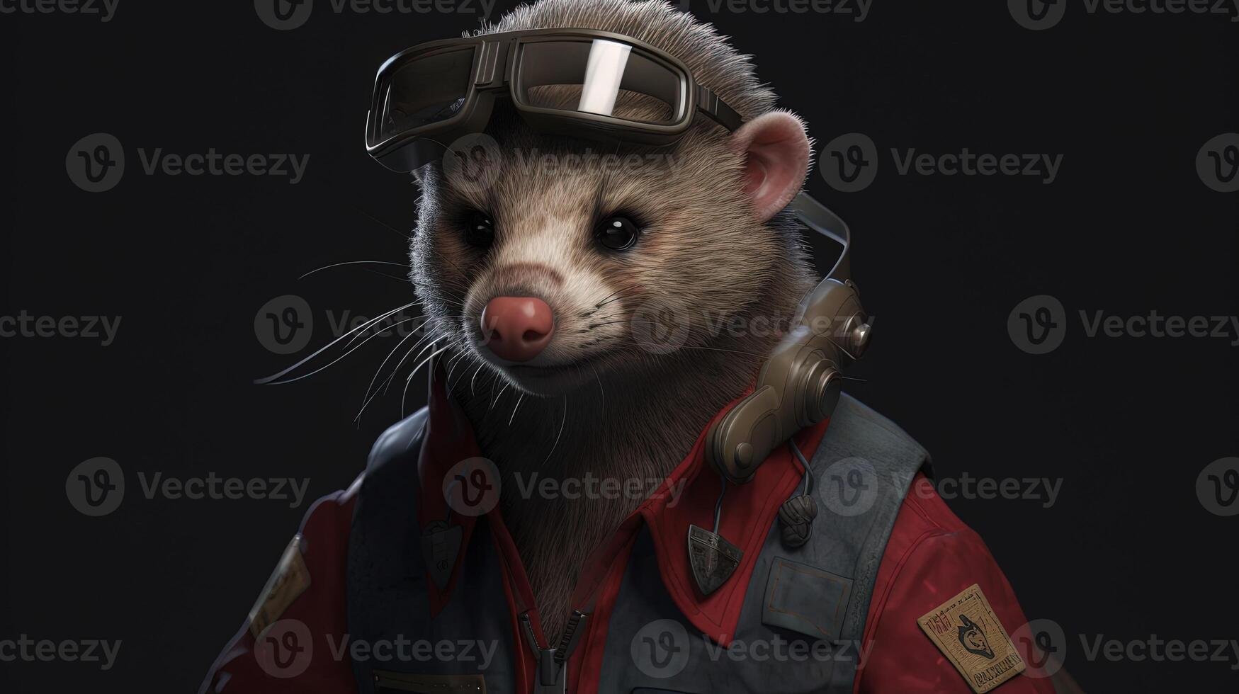 intuitive ferret engineer, digital art illustration, photo