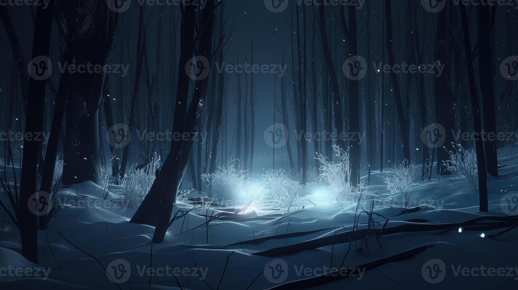 Dark Snowy Forest Art