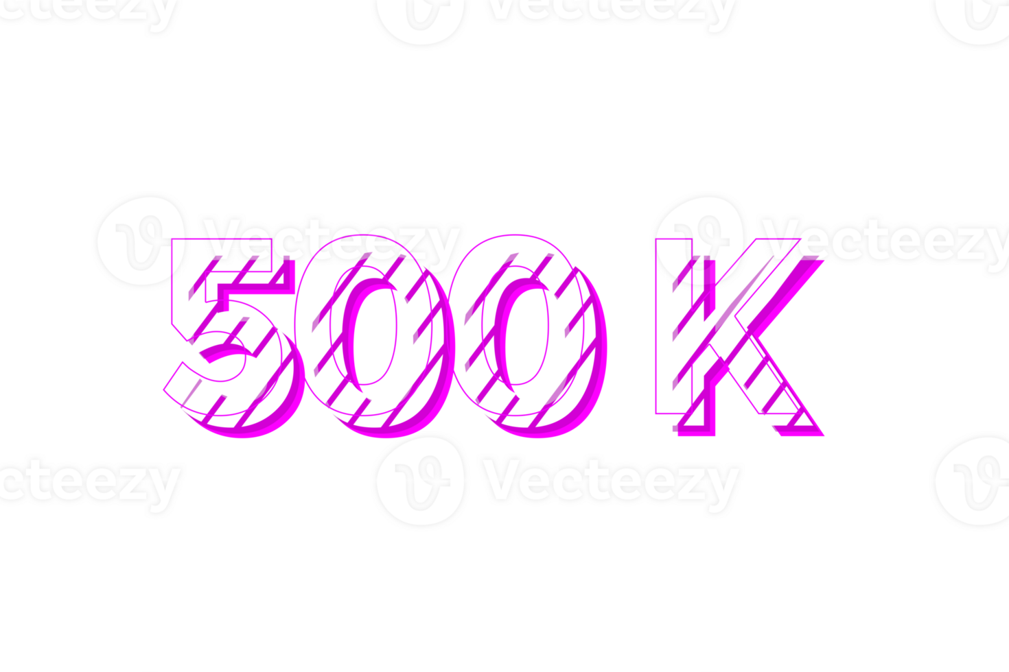 500 k subscribers celebration greeting Number with stripe design png